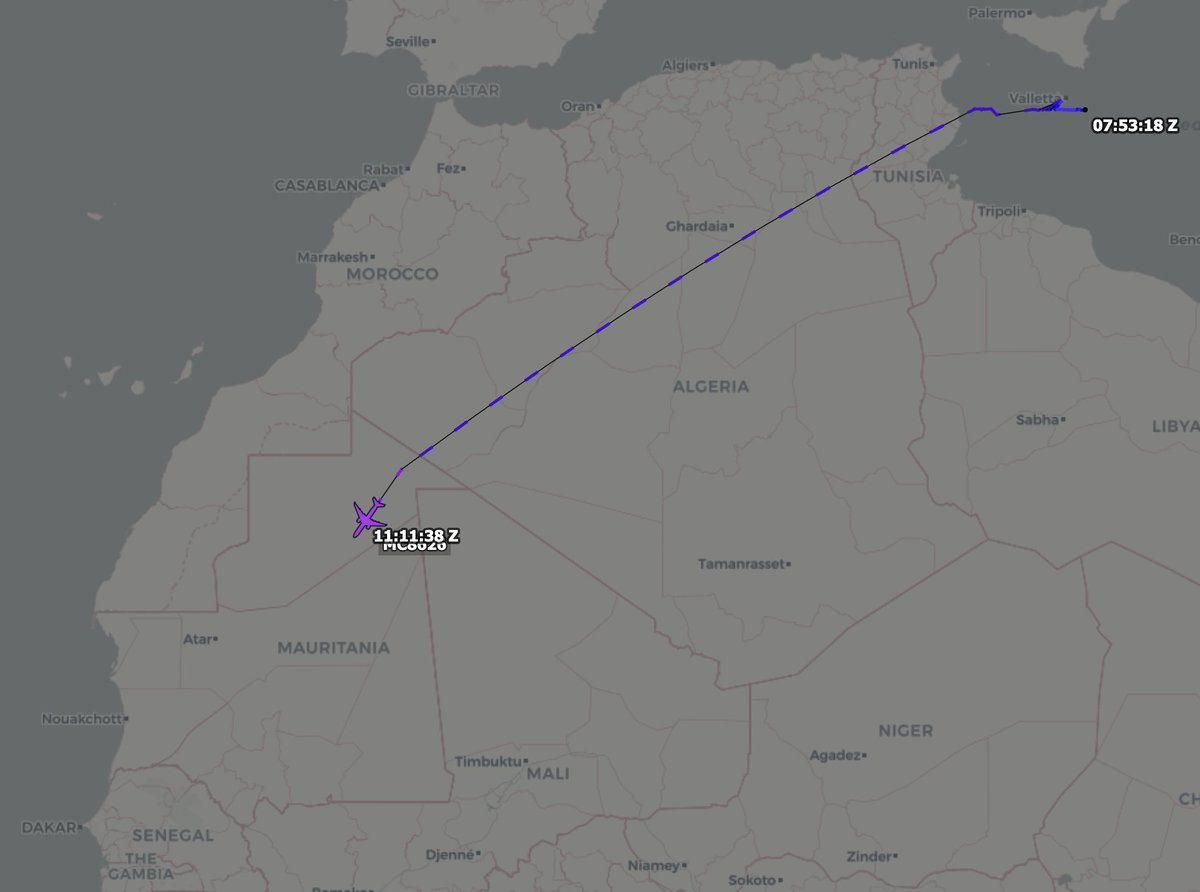 TheSnoopySnoop's tweet photo. #SAM626 USAF C-32A #ADFEB9 99-0003 (with Chairman of the Joint Chiefs of Staff, Charles Q. Brown Jr.)
Departed Camp Springs 23rd to Amman via Shannon 24th.
Today departed and heading to Nouakchott, Mauritania
#avgeek #planespotting https://t.co/SWJje0TVuE