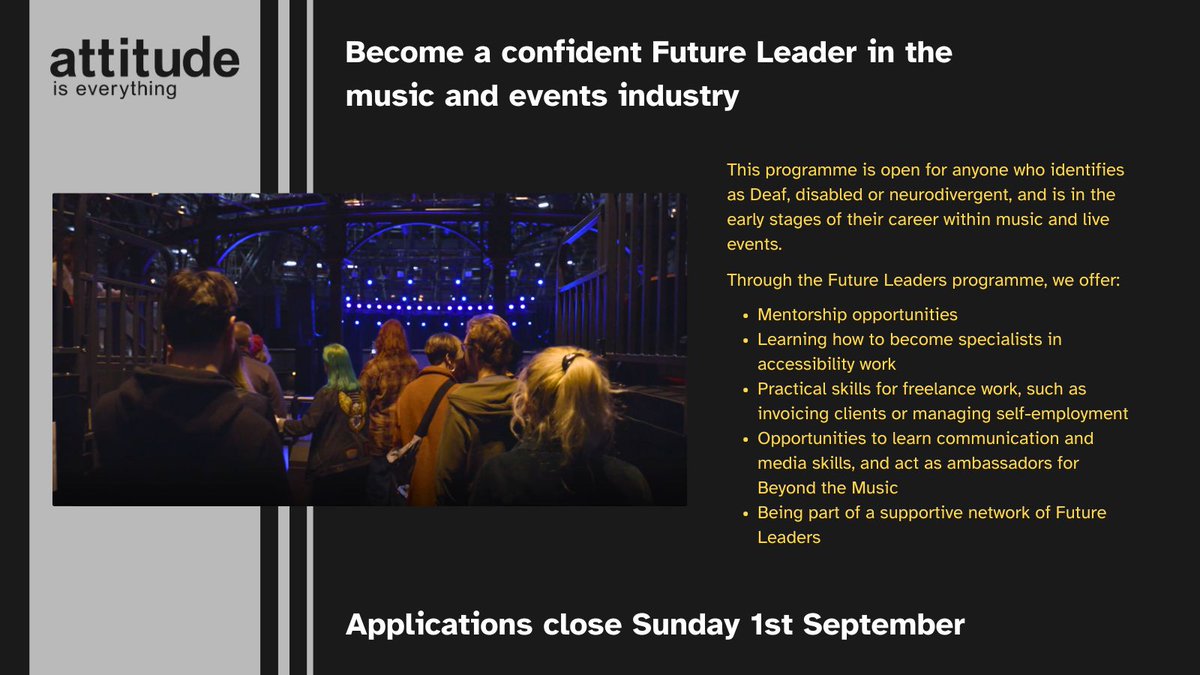 One week left until applications close! ⏰
 
We offer mentorship opportunities, being part of a supportive network, learning about communication and media skills, practical skills for freelance work, and how to become specialists in accessibility work.