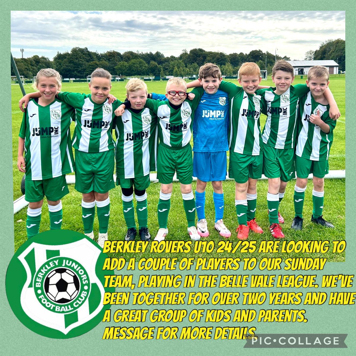 BerkleyRovers's tweet photo. We're looking to add to this brilliant group of kids, ready for the new season. Feel free to send me a message if you're interested in coming along. We play Saturdays and Sundays, so it might suit someone who plays one day already and is looking for more game time @_MYFL @BVDJFL https://t.co/tWD0jEIjiA