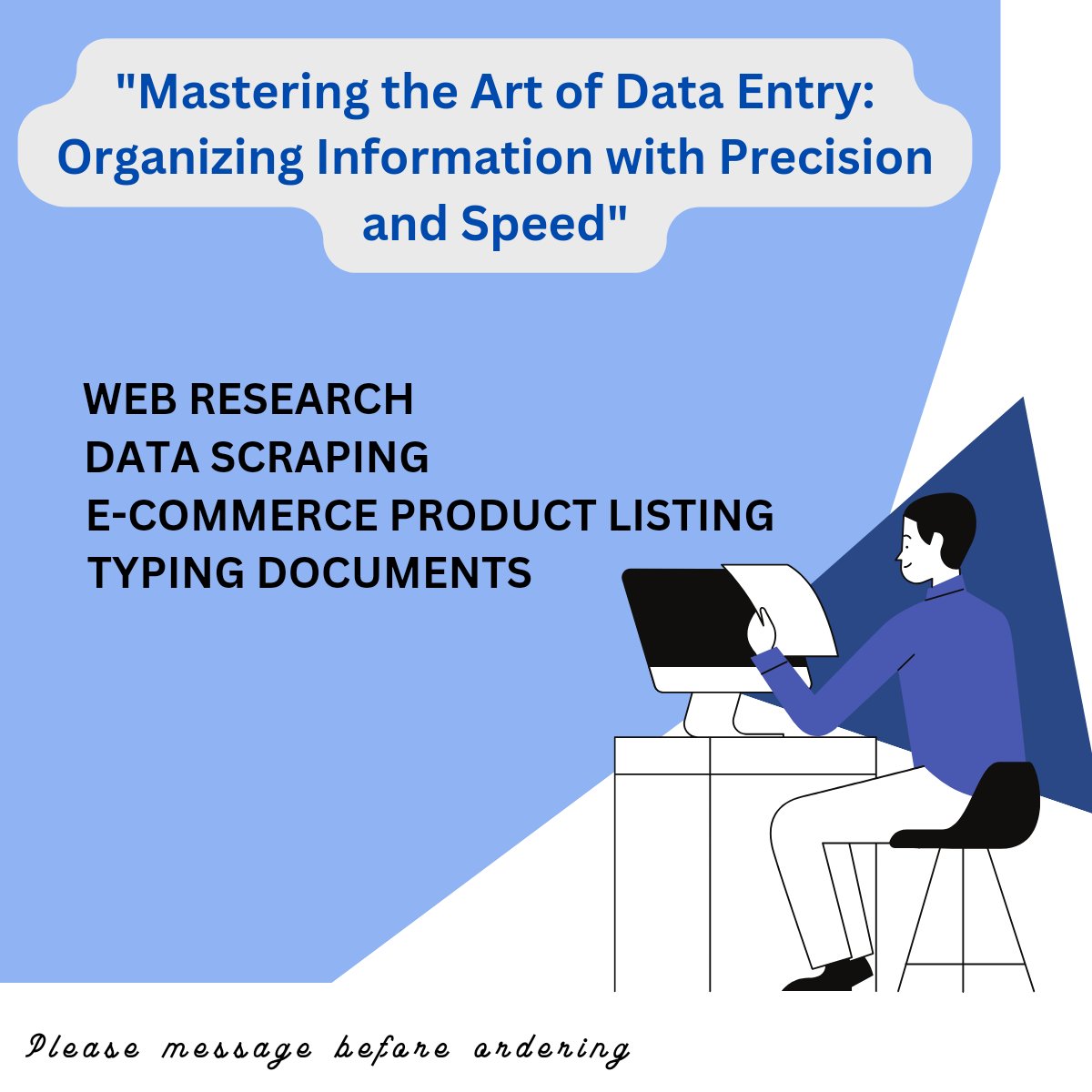 I am an Expert Data Entry . Always done every work properly and actively. You will be happy with my job and you can kindly discuss with me to develop your business. #freelancer #USA #Australia
