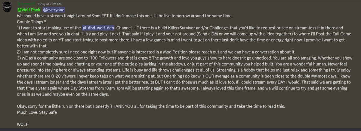 TeamWolf004's tweet photo. Just incase you aren't part of the discord. I just want to say thank you to everyone. https://t.co/wpBsz42XQL