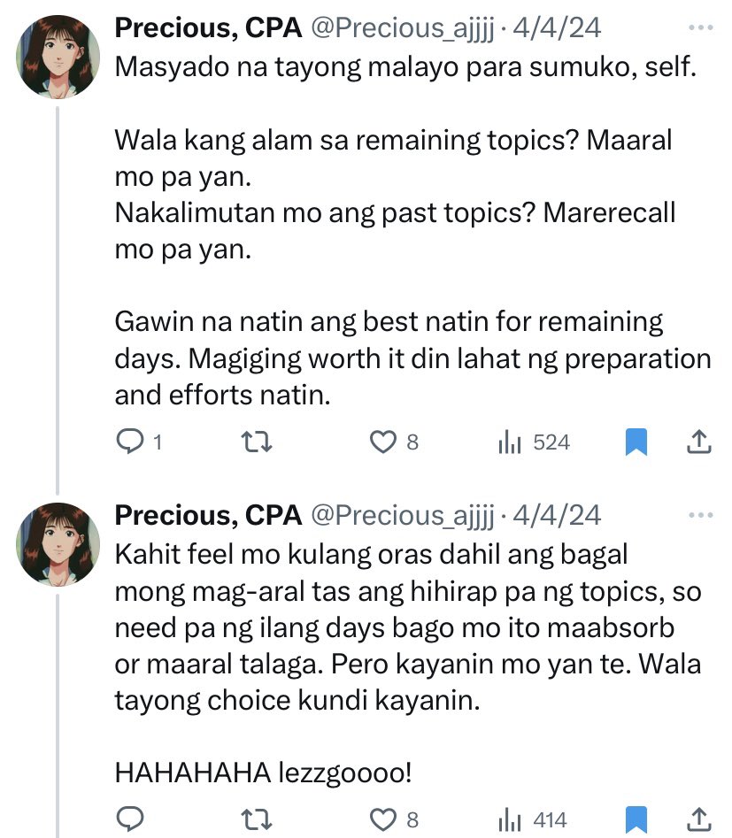 Precious_ajjjj's tweet photo. Kahit mga board passer ay:
-nagdoubt sa sarili nila 
-may backlogs during rev
-nakaramdam ng takot na magtake
-napagod din during the process

Kahit puno ng self doubts at takot, piliin mo pa rin ang magpatuloy at lumaban para sa pangarap mo

It is worth fighting for. Padayon🌻 https://t.co/rccXtAT1sa