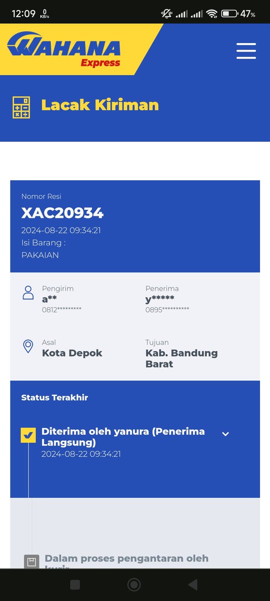 Halo <a href="/TokopediaCare/">TokopediaCare</a> ini kenapa dibilangnya no resi tidak valid ya? Pdhl kalo ditracking barang udah sampe di tujuan.