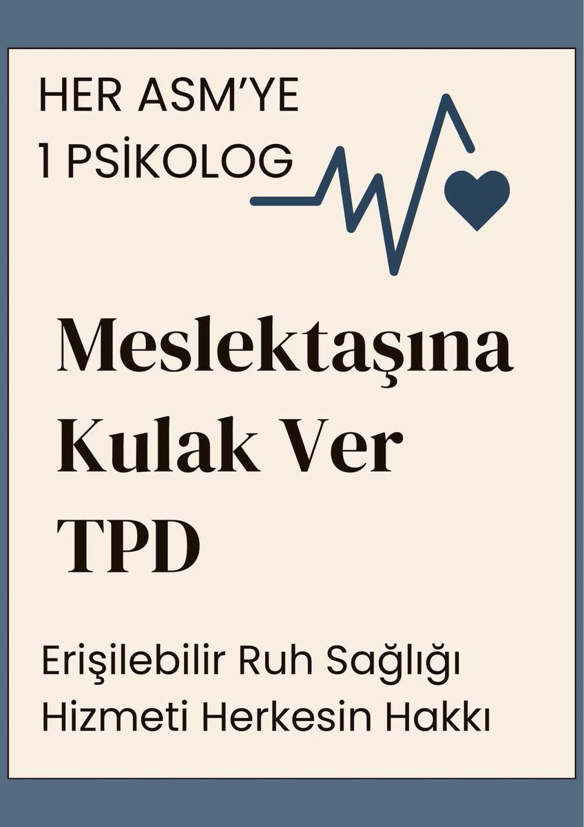 Ruh sağlığı hizmetinin ulaşılabilir olması amacıyla her asm ye 1 psikolog atama sözü tutulsun.  #tpddestekver