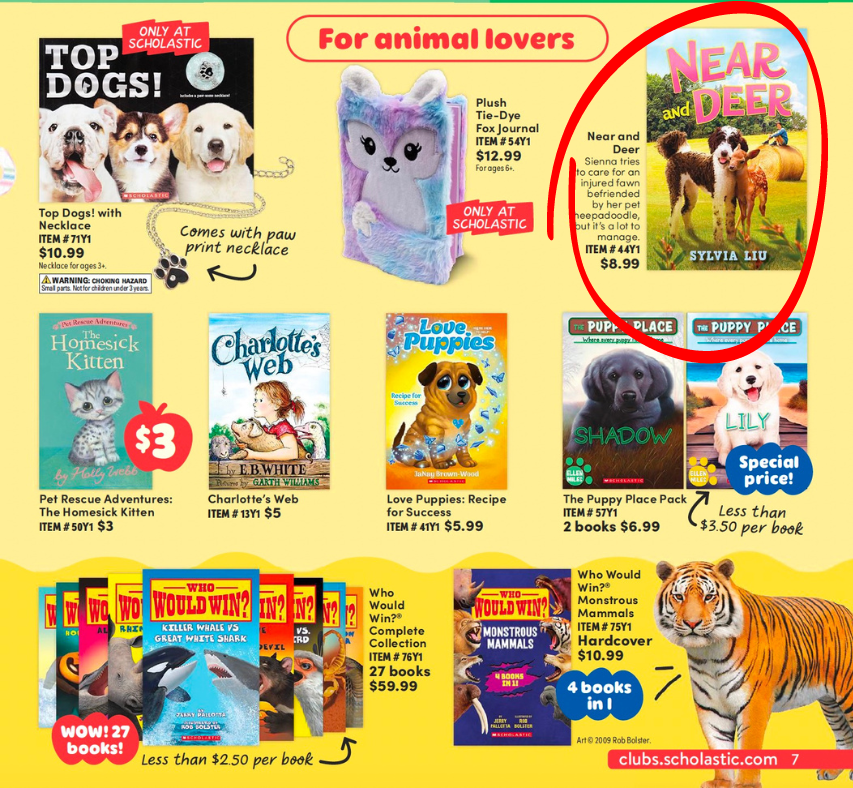 AHHH... it never gets old! Seeing my upcoming book, NEAR AND DEER (out Oct 1) in the <a href="/Scholastic/">Scholastic</a> flyer (grades 4-6) is incredible. #authorgoals