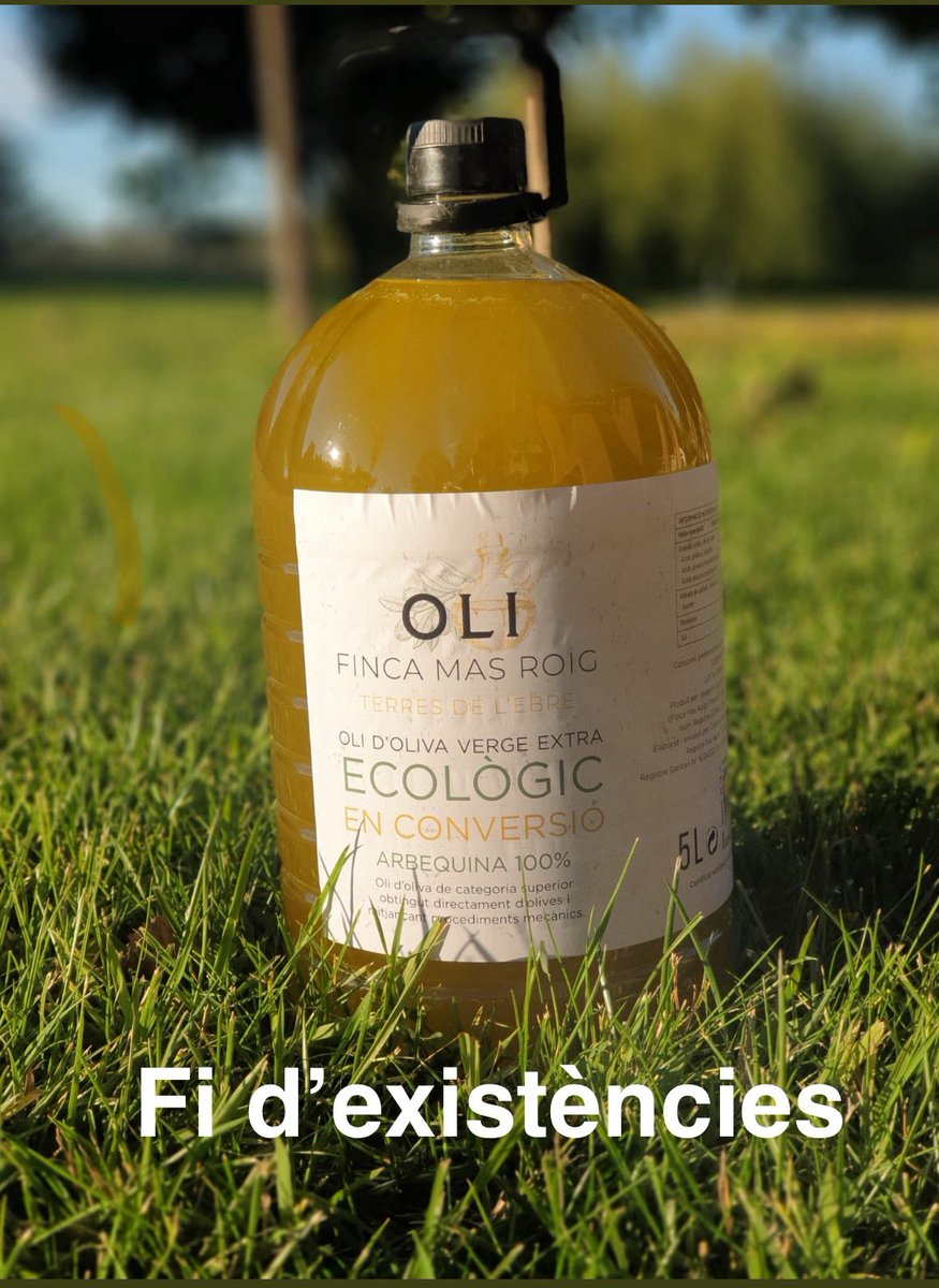 Amb 3 dies hem exhaurit les existències d’oli ECO Finca Mas Roig. Moltes gràcies per la confiança. Repartim a partir del dia 3 de setembre.