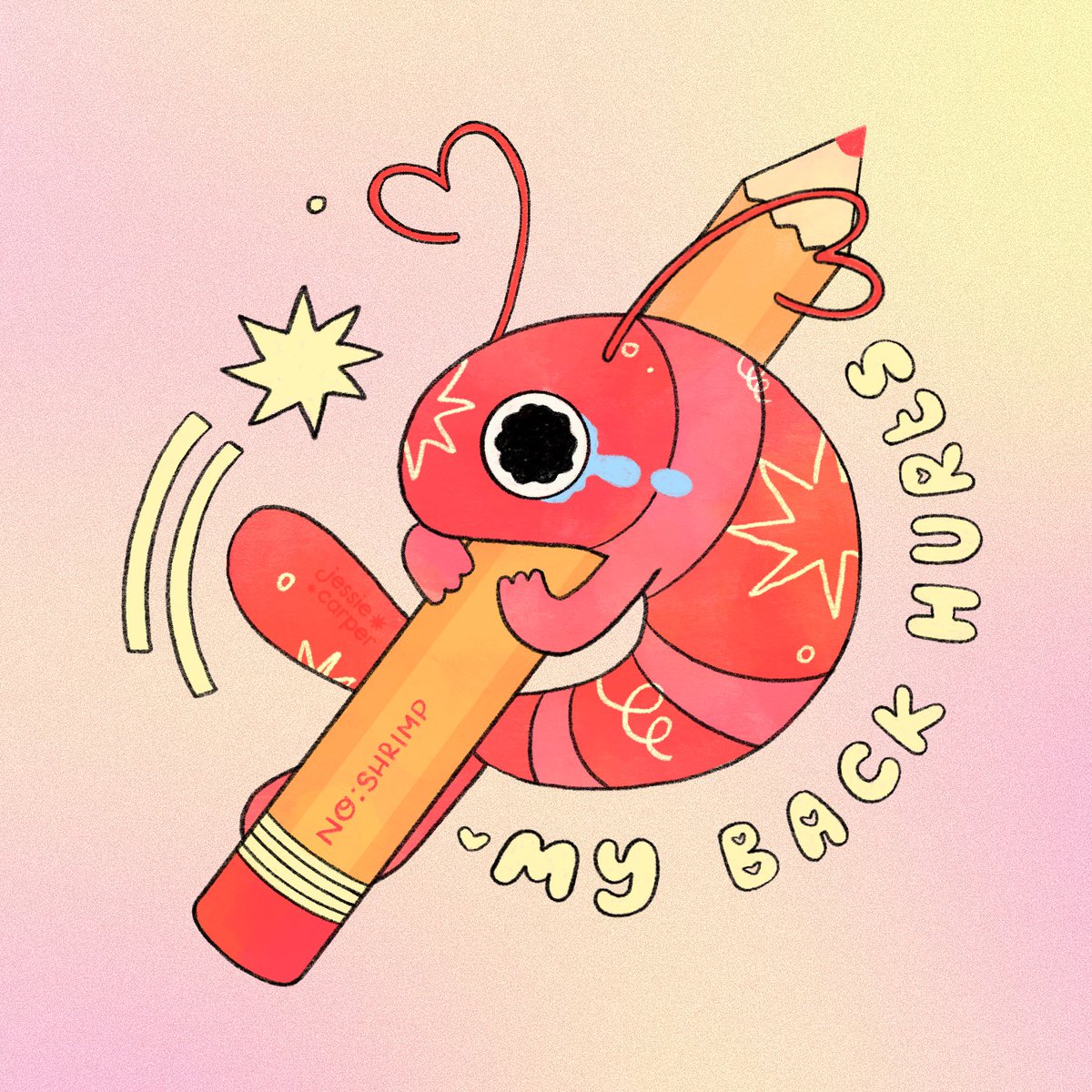 thejessiecarper's tweet image. A shrimpy reminder to sit up straight 🍤