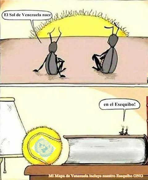 AntroCanal's tweet photo. "El Sol de Venezuela nace en el Esequibo" Descripción gráfica según la ONU, Organización q controla la Corte Internacional de Justicia, donde algunos venezolanos confían "para recuperar el esequibo" #25Ag https://t.co/zcScNljuXy