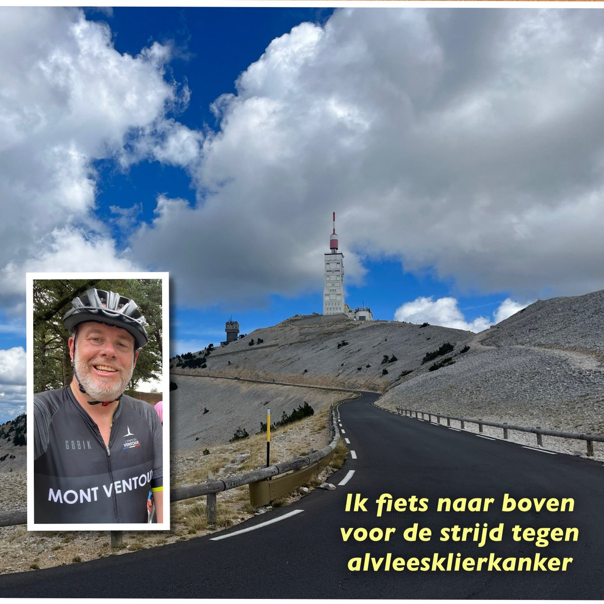 Ik beklim de #MontVentoux 🚴‍♂️ Steun ook de strijd tegen #alvleesklierkanker en doe een donatie. Alle beetjes helpen tourdepancreas.nl/fundraisers/jo… 

Fijn als je dit bericht wilt delen👍

#supportcasper #caspervaneijck #tourdepancreas