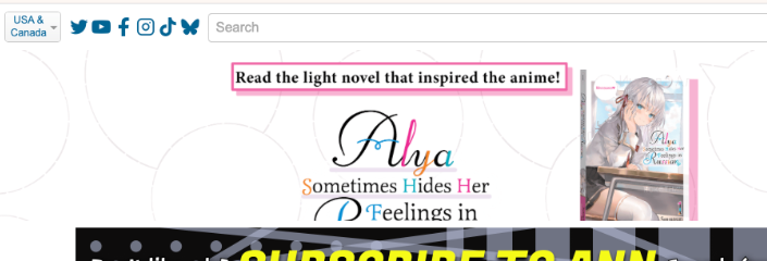 ANN_Ed's tweet photo. Are any of my followers using Safari on Mac right now? Could you send me a screenshot of the top of the front page of ANN? Specifically looking to see if the Aliya Sometimes Hides her Feelings in Russian skin is being cut off like this: https://t.co/URNZ2pPCdG