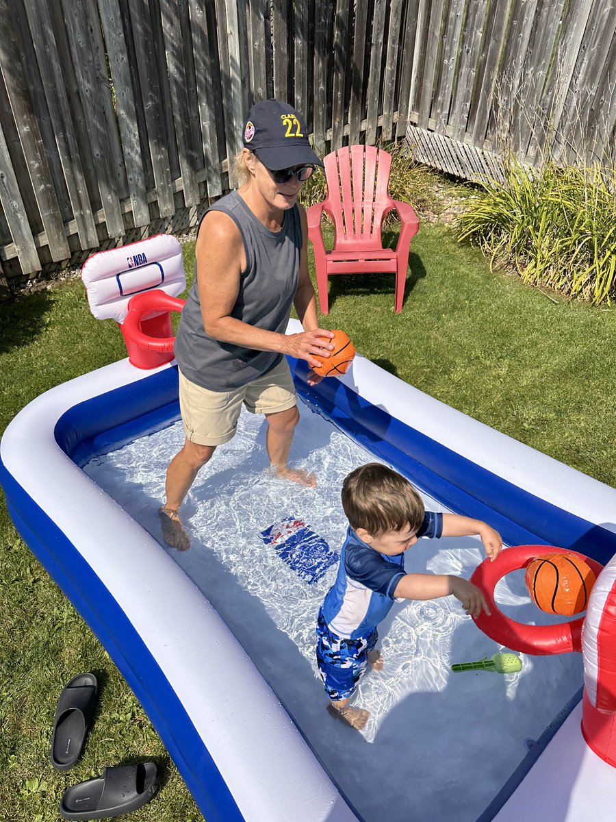 JFazz23's tweet photo. Grandma and Caden cooling down in the ⁦@NBA⁩ pool while remaining hot 🔥🏀 ⁦@WNBA⁩ https://t.co/eucNISweSn