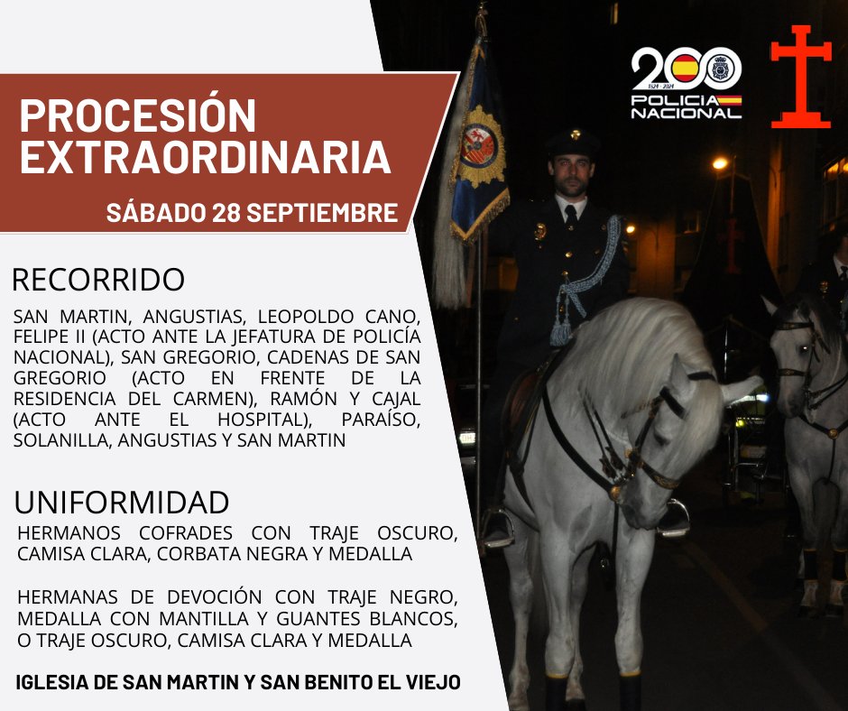 PiedadVLL's tweet photo. 200 años de servicio, 100 años de Piedad

Solemne Misa y procesión con motivo del 100 aniversario del Hermanamiento de la Muy Ilustre Cofradía Penitencial de Nuestra Señora de la Piedad y el Cuerpo Nacional de Policía. 

Fecha 28 de septiembre 2024 

🖤❤️🖤 https://t.co/8A9z4KEaZK