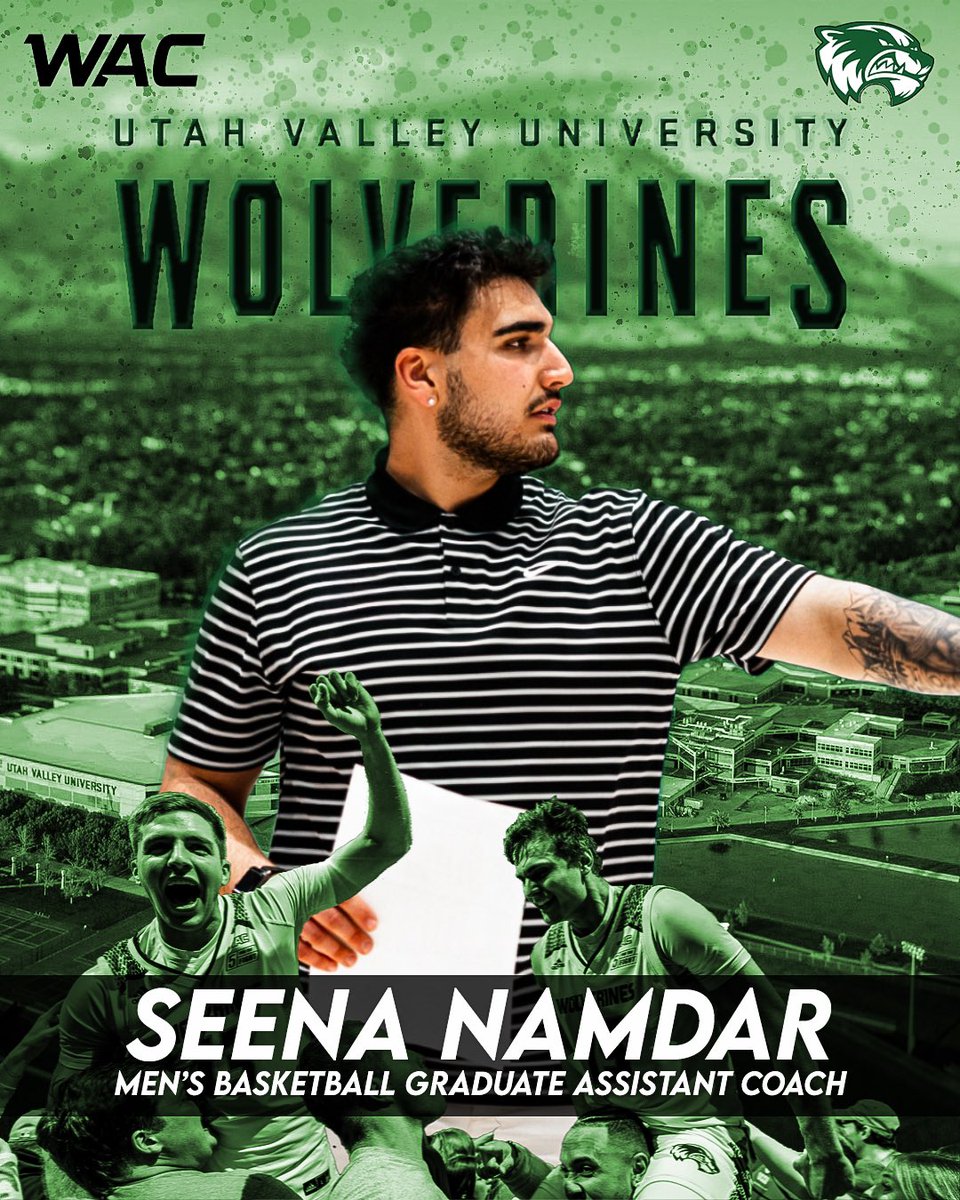 Seena Namdar (@coachseena) on Twitter photo I am extremely excited to announce that I will be joining Coach Phillips and his staff this season at Utah Valley University after accepting the Graduate Assistant Coach Position!! Grateful for the next chapter and ready to get to work this year! Go Wolverines 🐺💚 <a href="/UVUmbb/">UVU Men’s Basketball</a> I am extremely excited to announce that I will be joining Coach Phillips and his staff this season at Utah Valley University after accepting the Graduate Assistant Coach Position!! Grateful for the next chapter and ready to get to work this year! Go Wolverines 🐺💚 <a href="/UVUmbb/">UVU Men’s Basketball</a>