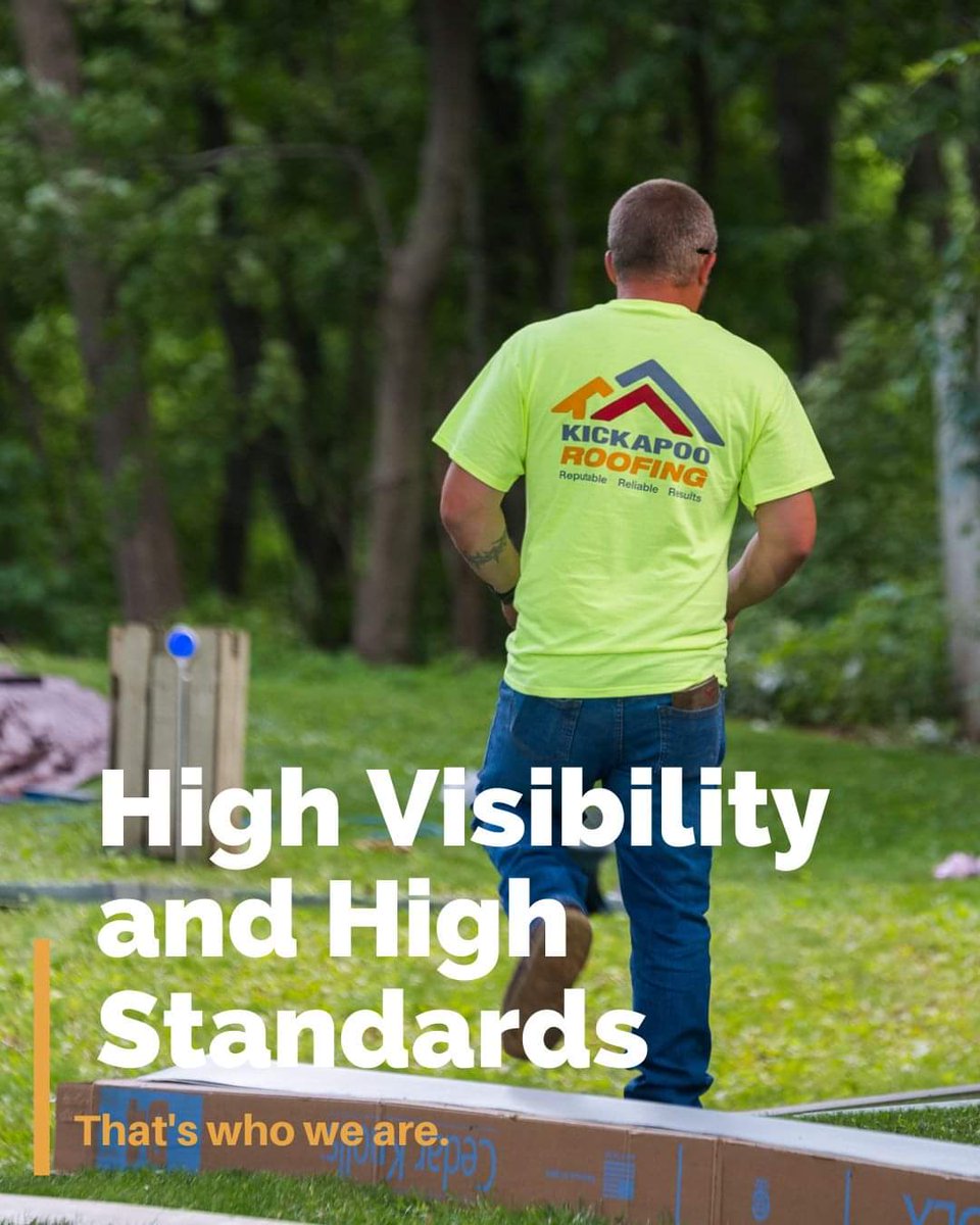 KickapooRoofing's tweet image. 🔨🏠 At Kickapoo Roofing, we don’t just aim high—we stand out with high standards and high visibility. Our team’s gear ensures maximum safety on job sites, setting the bar for excellence in roofing. When it comes to quality and safety, we’re always in the spotlight. 👷‍♂️🦺