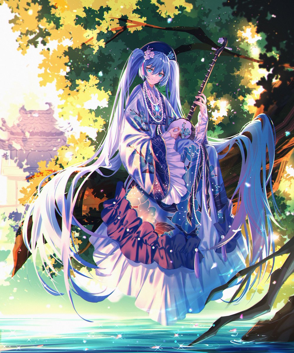 Seeing Brazil trending their Miku makes me wanna introduce my own  Vietnamese Miku design! Her name is Hatsune Miku: Thanh Mai version and  she's based on the Vietnamese traditional dress wear Nhat, image size:1000x1200