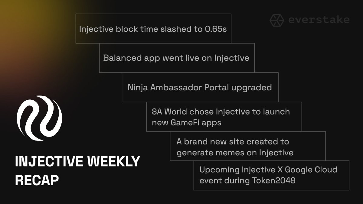 iryna_everstake's tweet photo. 1/ This week in @injective was marked by a recent upgrade that reduced block time to 0.65 seconds, making Injective one of the fastest L1s ever created 🥷

Check out the key highlights in the thread: https://t.co/zUVQP6CQea