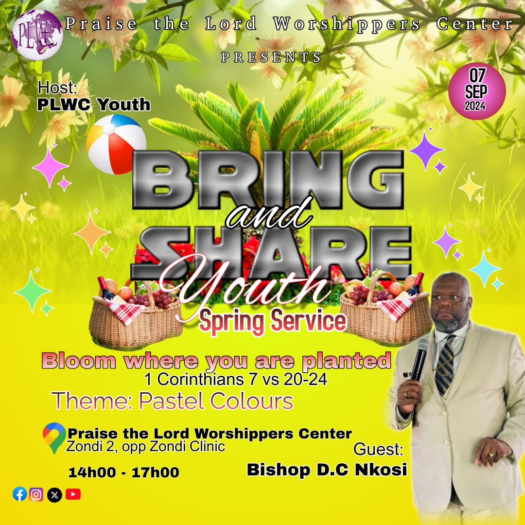 PLWC Youth Invites you.
#BloomWhereYou'rePlanted
#PLWC23 #Zondi2 #BishopDCNkosi