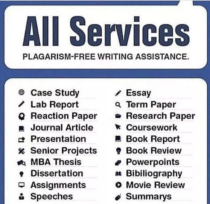 HomeworkWriter6's tweet image. Need top-notch, plagiarism-free writing assistance? 📝 From essays to dissertations, we've got you covered! Whether it's a case study, lab report, or even a movie review, our expert services guarantee your success 📚✨
DM @HomeworkWriter6 for all your academic needs!