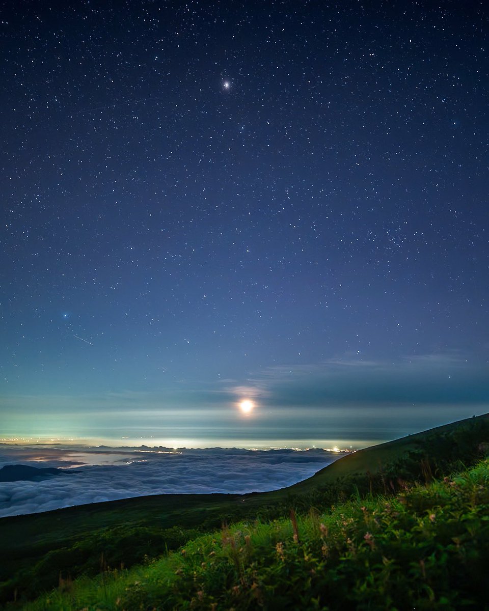 「月と星の陰影」

    月が沈みゆく時

        星もまた消えゆく

   やがて

        陽が大地を照らし

            花が輝くだろう