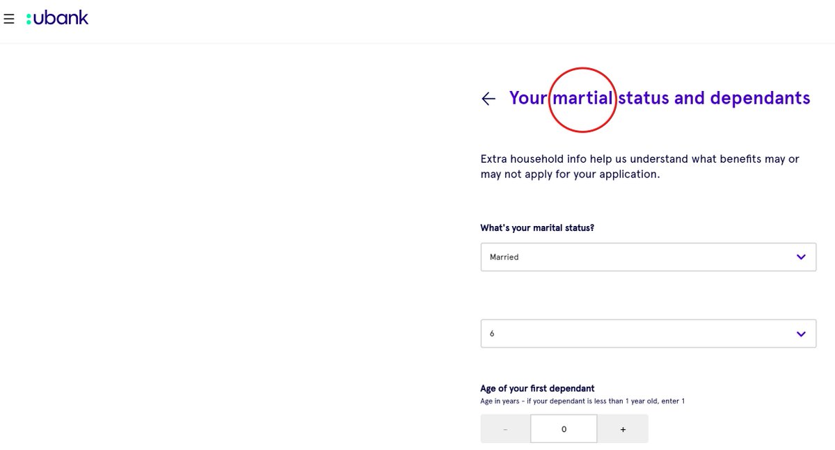 tharakan's tweet photo. That's a little personal, no? Why would you want to know my military background 😃 !?!?  @UBank 🤦‍♀️#Spellcheck #ubank https://t.co/4zrQUL7lGQ
