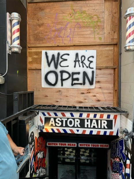 evgrieve (@evgrieve) on Twitter photo There have been some unfounded rumors that Astor Place Hairstylists had closed, based on the renovations happening in the ground-floor storefront on the SE corner of Broadway and Astor Place. Yesterday, management put up a 'We Are Open' banner. Hours: Daily from 7 a.m. to 7 p.m. There have been some unfounded rumors that Astor Place Hairstylists had closed, based on the renovations happening in the ground-floor storefront on the SE corner of Broadway and Astor Place. Yesterday, management put up a 'We Are Open' banner. Hours: Daily from 7 a.m. to 7 p.m.
