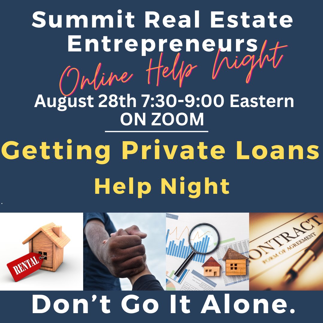 Join us for a free "Help Night" on zoom about how to raise and use private money...there are more ways than you know, so bring your questions and deals, and your experienced colleagues will come up with solutions...the Zoom link is us02web.zoom.us/meeting/regist…