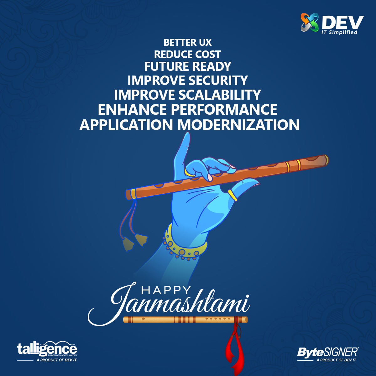 talligence's tweet image. 🚀 This Janmashtami, embrace the power of technology and witness your business lift like Krishna's faith lifted a mountain! 🙏🙌
Talligence is wishing you a happy Janmashtami with a flare of success! 🙏
#JanmashtamiWishes #Janmashtami2024 #modernizeyourapp #happyjanmashtami