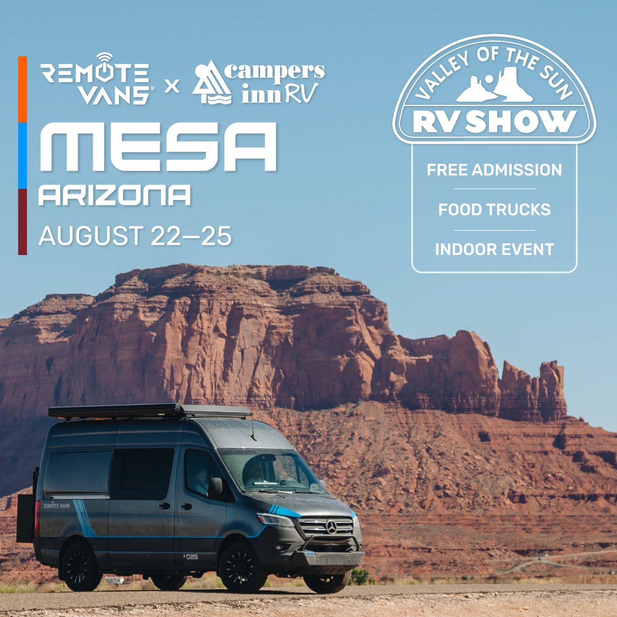 Are you in Mesa, Arizona?

Visit the Mega RV show at Arizona Athletic Grounds today and meet the Aegis™, Oasis® and Friday® Series. 

Tour the vans and see how they deliver the best in Power, Comfort and Connectivity: remotevans.com

#RemoteVans
#Arizona #CampersInn #RV