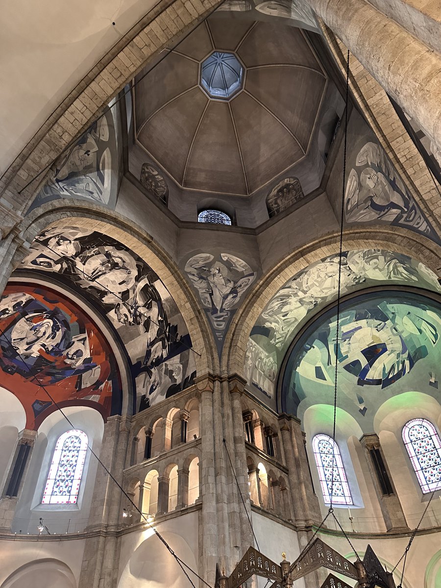 St Aposteln, Cologne. Heavily damaged during the War. These striking frescoes (1988-94) by Hermann Gottfried.