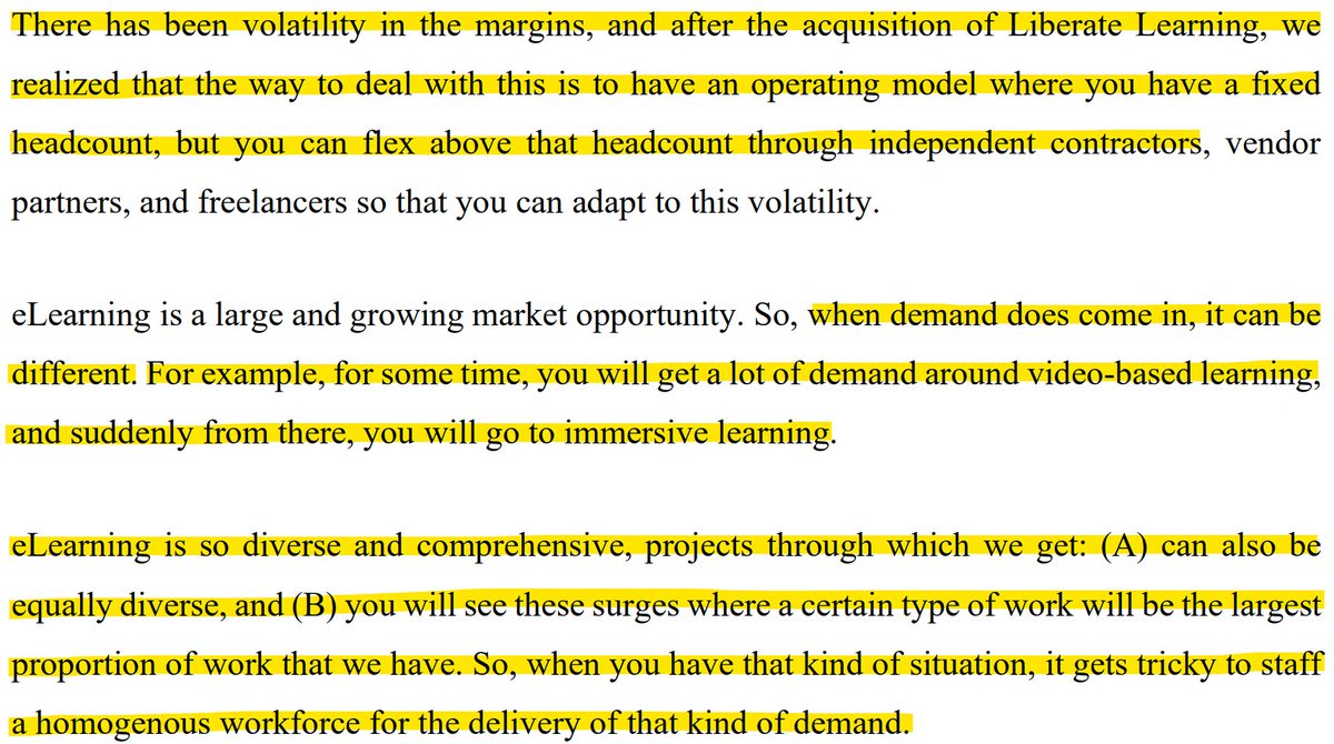 An Important Learning from the Q1 FY25 con call of MPS Ltd.

LEARNING: Sometimes, Acquired entity also adds value to the acquirer and not always the other way round:

MPS acquired Liberate Learning in August 2023 and guess what, they have learnt something crucial that has pushed
