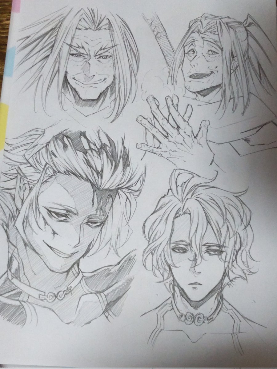 お洒落に沢山描くの出来ないのでなんとなくの四分割に1人ずつ描いてるyo…これで🌊⚔️100枚くらい描きたいyo🙂