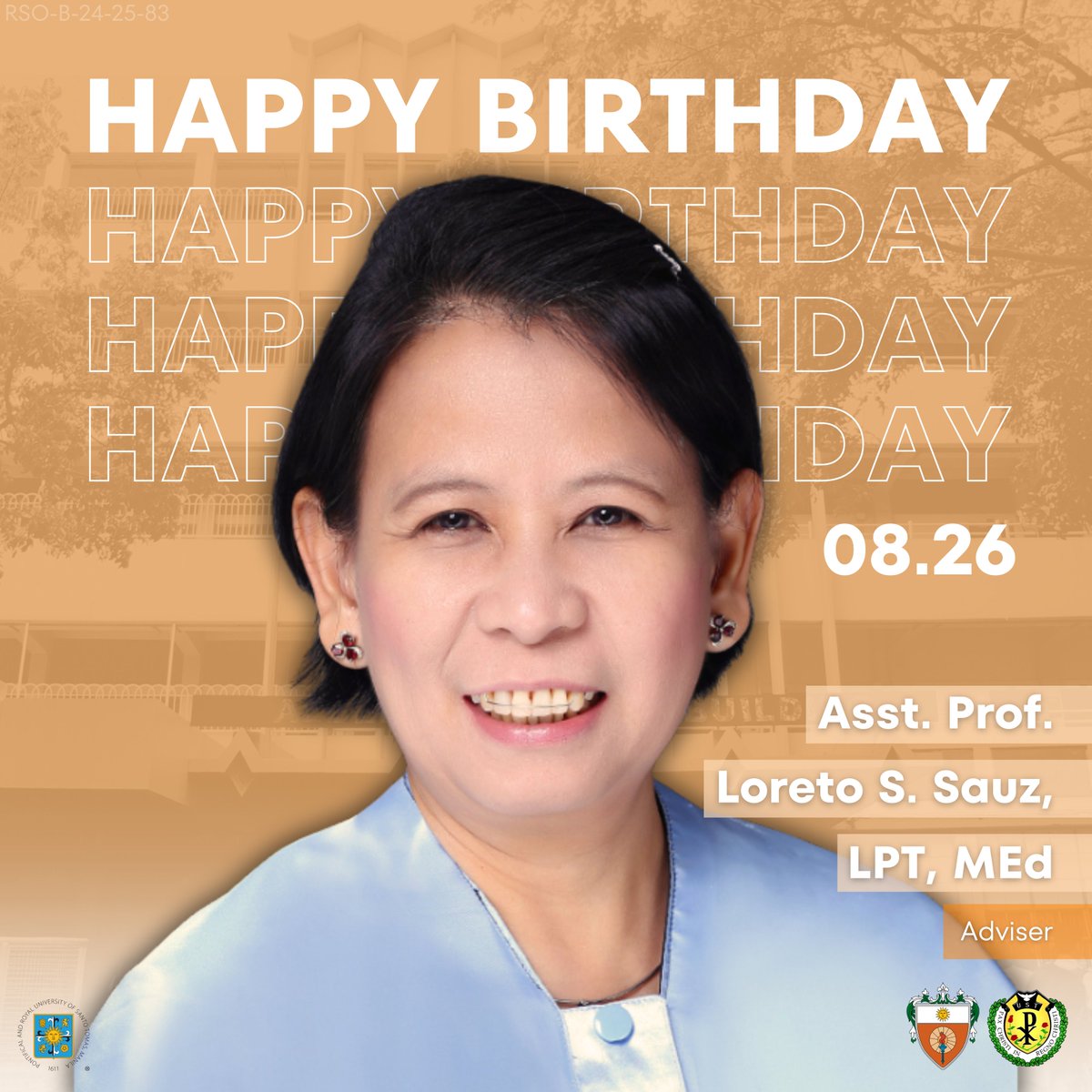 ustpaxeduc's tweet photo. "The loveliest masterpiece of the heart of God is the heart of a mother." - St. Therese of Lisieux

A blessed and happy birthday to our dearest Adviser, Asst. Prof. Loreto S. Sauz, LPT, MEd! 🥳

May God continue to bless you with good health and wisdom.

#USTPaxEduc2425 https://t.co/0JxK0HNCYb