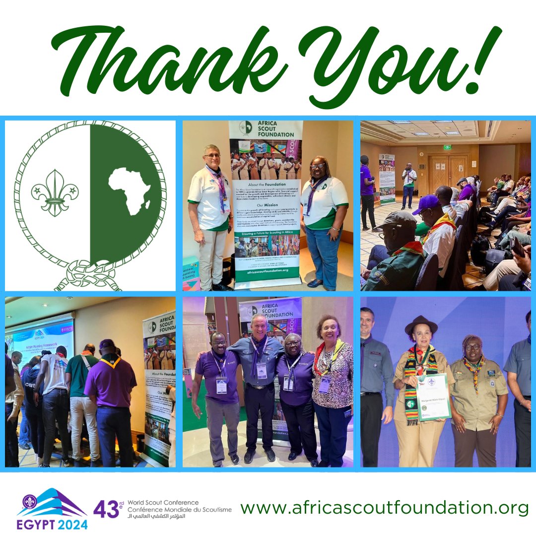 AfricaScoutFund's tweet photo. Our heartfelt gratitude for the incredible support and generous contributions during the #WorldScoutConference in Cairo.
Thank you for creating time to join us for the #ASFGathering and connecting for a shared vision of ensuring the future of @ScoutingAfrica
#ScoutConference https://t.co/OidlVaRd7s