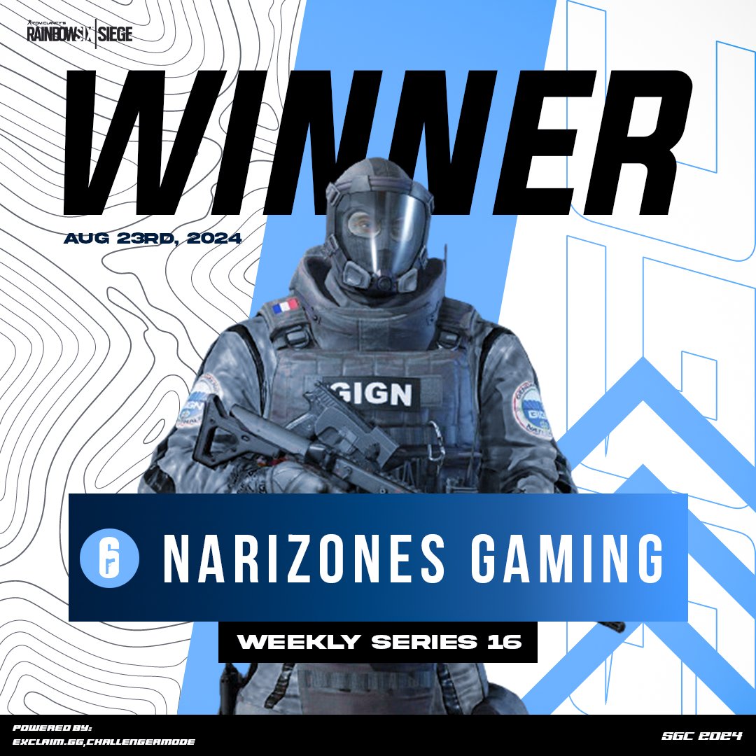 SkylineGamingNA's tweet photo. Here they are, Champions of #WeeklySeries 16 NA!! 🎉🎊🏆✨🔥

Huge congratulations and respect to #NARIZONESGAMING for their great performance!

#Esports #SGC #RainbowSixSiege https://t.co/e45cS4wEdH