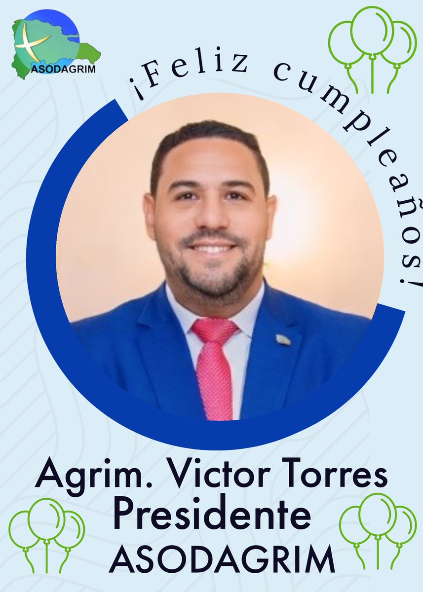 ¡Feliz Cumpleaños! 🎂🎈 

Asodagrim felicita a nuestro presidente nacional, Ing./Agrim. <a href="/IngVictorTorre5/">Ing./Agrim. Victor Torres</a>, en su día especial.

La Junta Directiva Nacional y Juntas Directivas Provinciales 2024-2026 les desean muchos éxitos y bendiciones. ¡Felicidades!

#Asodagrim #FelizCumpleaños
