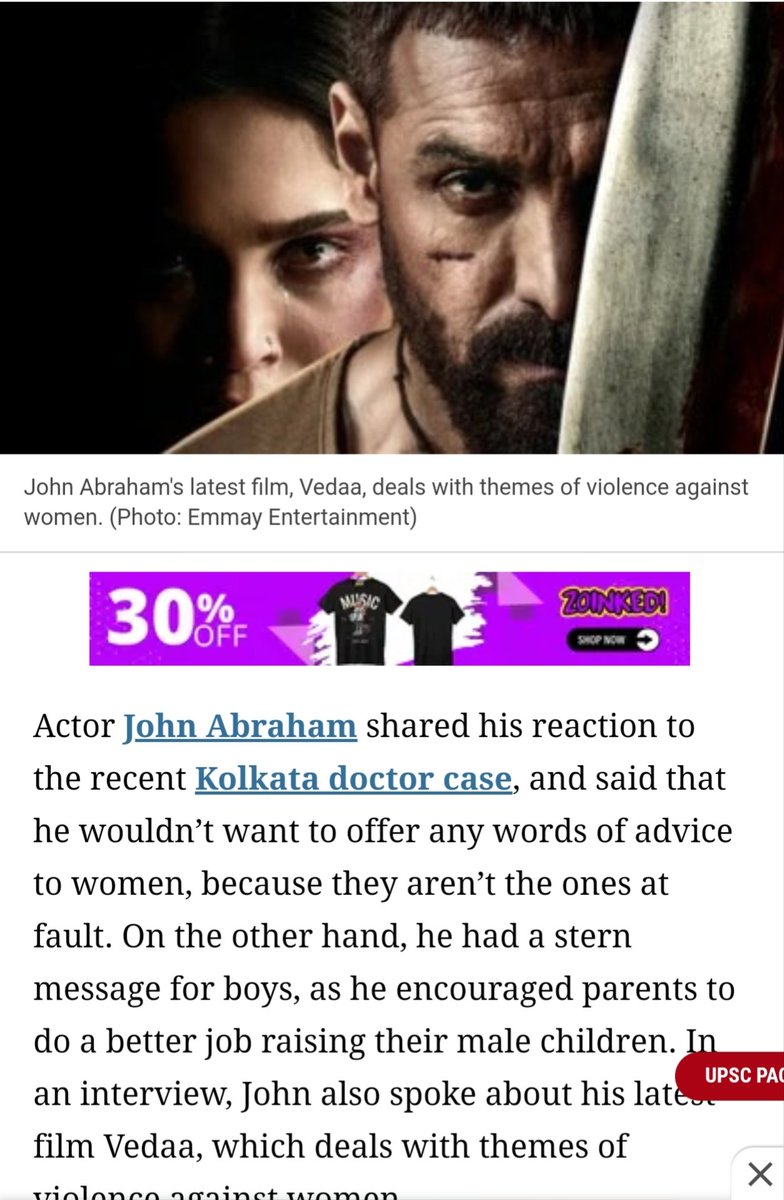 REBELLION_SIFF's tweet photo. Just for #promotion of his upcoming film, #VEDAA, #JohnAbraham is #threatening the #male to tear apart. He's blaming #parents for the same. How #shameful! We as a #human standby with the victim #Moumita_Debnath & pray for #justice. How #Cheappublicity! Isn't it? https://t.co/JlfTknIoBB
