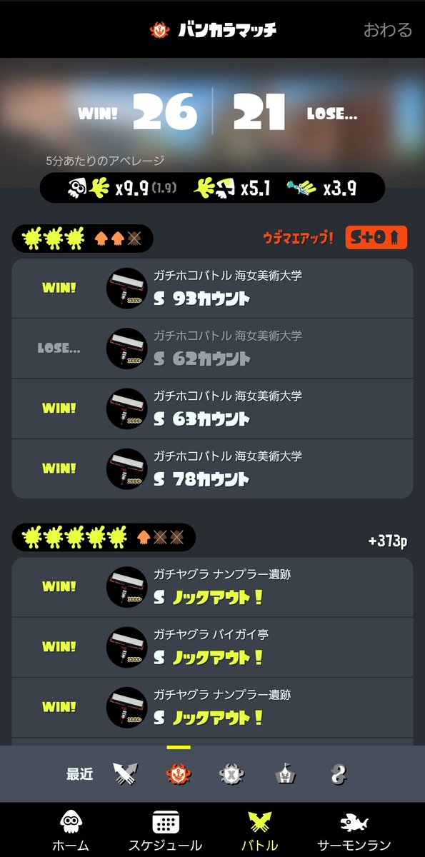 ryuka_samon's tweet photo. ようやくS+に上がりました。
一旦鮭中心にプレイしていきます。 https://t.co/VNDF3fIpRn