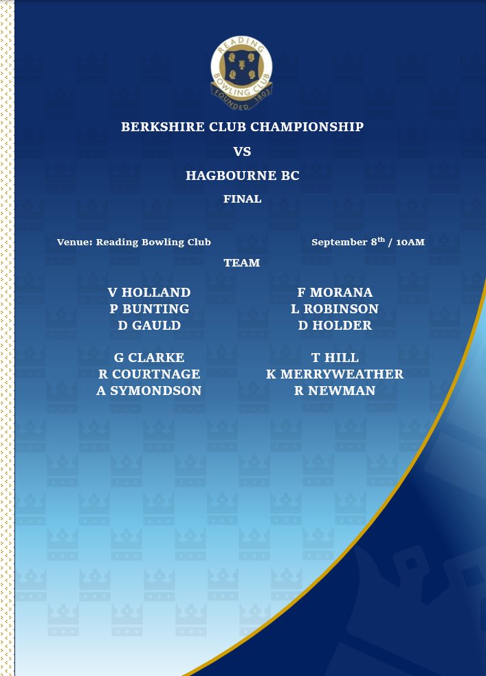 ReadingBC's tweet photo. 🚨 𝐓𝐄𝐀𝐌 𝐍𝐄𝐖𝐒 🚨

Our team to face Hagbourne BC in the final of the Berkshire Club Championship.

All the support we can get would be appreciated.

UTD! https://t.co/dhQA1LQO0q