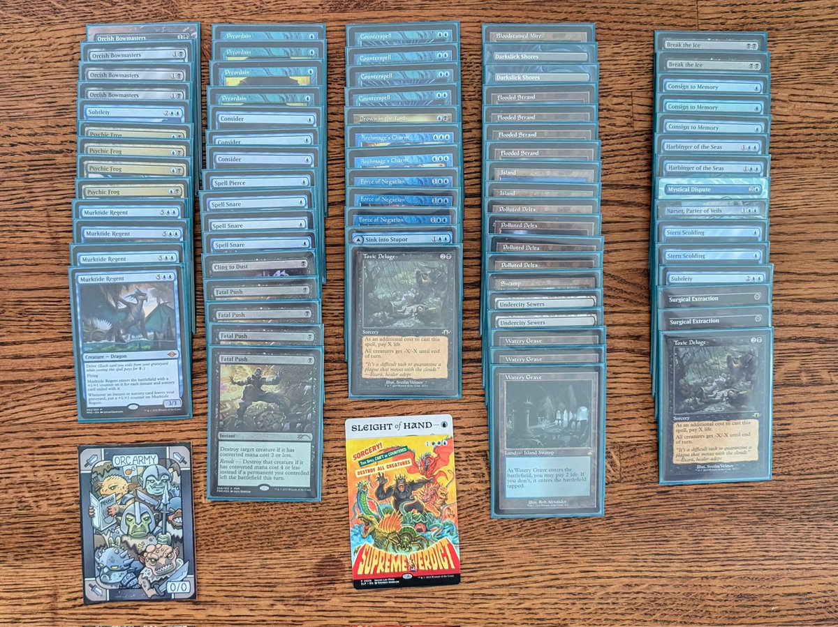 abominablefry's tweet photo. Got 2nd in my first RCQ of the Modern season going 6-1-1 playing Dimir Murktide with my only loss being in finals. First time playing the deck and it felt real good besides my matchup vs Jeskai Control. Have some ideas for tweaks and will try and get my invite at the next one 🤞 https://t.co/E9ECkTHPVG