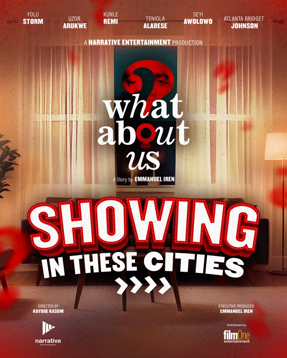 NarrativeEnt's tweet image. Dear What About Us family!
What About Us is out of the cinemas in less than 10 days!
These are the cities What About Us is still showing in.
Tag someone who needs to see What About Us before it leaves the cinemas.
#whataboutus