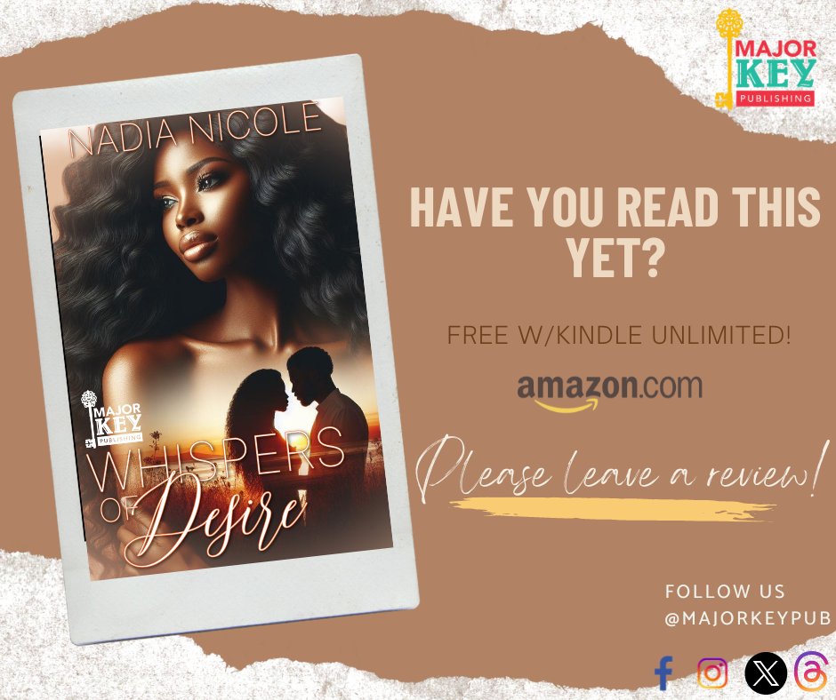 MajorKeyPub's tweet image. 📷 IT'S MAJOR - OUT NOW! 📷
FREE w/KINDLE UNLIMITED…
amzn.to/3YUSYl8
Whispers of Desire is a gripping tale that unfolds the complex web of emotions surrounding Angelia and Avion, a couple whose love story takes a chaotic turn.