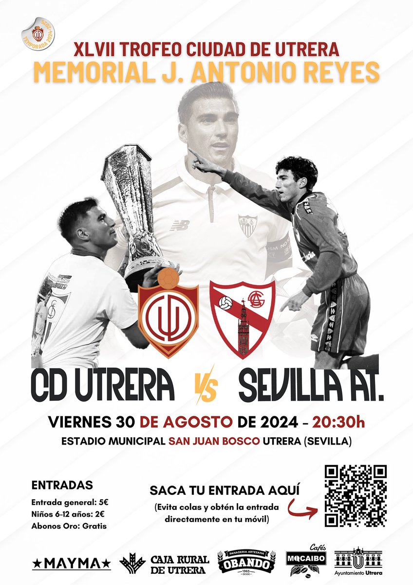 UTRERACD's tweet photo. 𝐗𝐋𝐕𝐈𝐈 𝐓𝐫𝐨𝐟𝐞𝐨 𝐂𝐢𝐮𝐝𝐚𝐝 𝐝𝐞 𝐔𝐭𝐫𝐞𝐫𝐚 | Memorial José Antonio Reyes.

📅 Viernes 30 de agosto
⏰ 20:30h
🆚 @CanteraSFC 
🎟️ https://t.co/ghYVtRrAWI

#UtreraSAT | #FielesATi https://t.co/dno8rWTbud