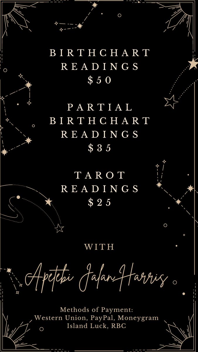 artbyjunoshop's tweet photo. My other services💫 
Visit  me on TikTok to see past readings @apetibi 
#bahamas #nassaubahamas #tarot #birthcharts https://t.co/EKXn9mzhpN