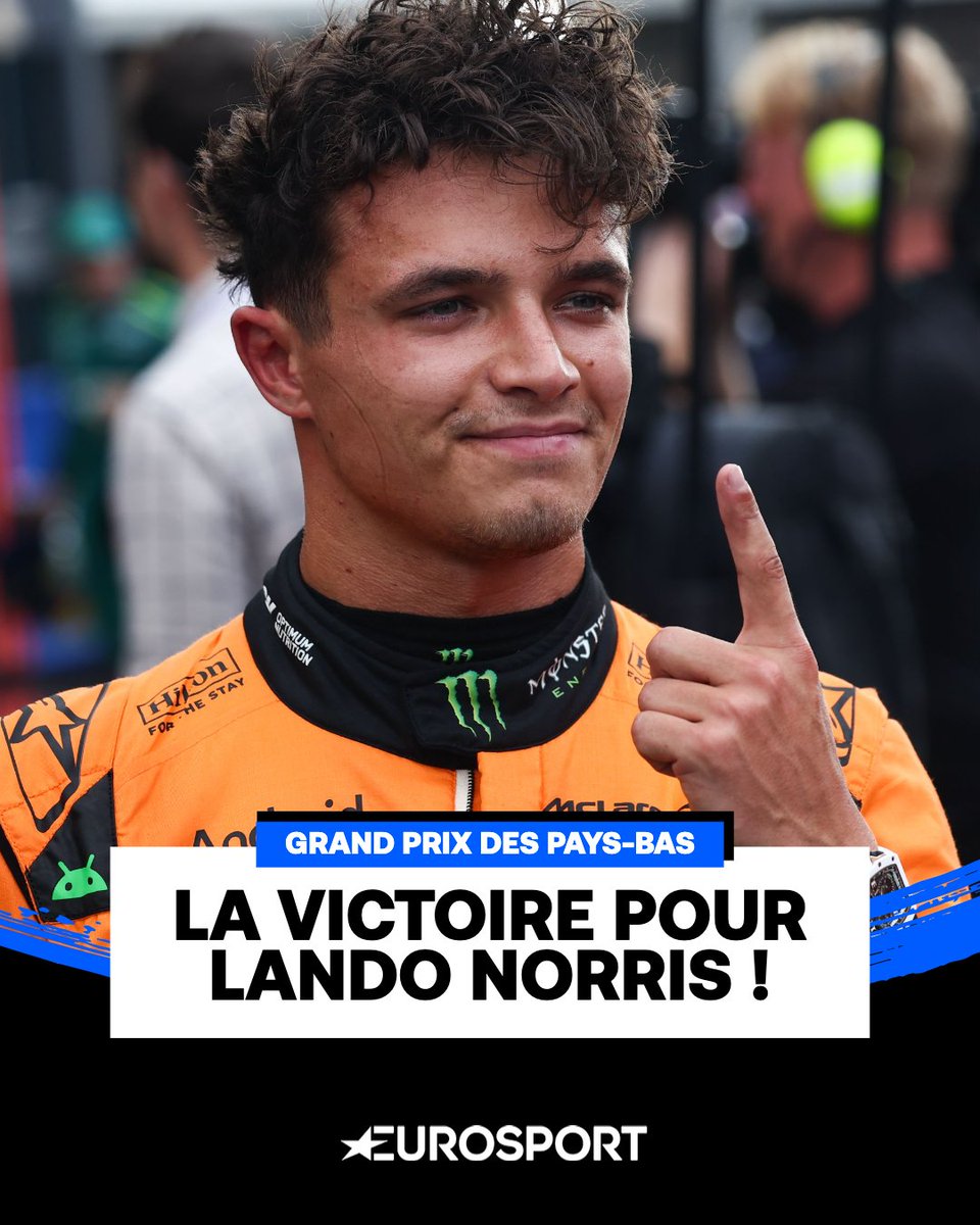 Eurosport_FR's tweet photo. Incroyable, mais vrai : Max Verstappen ne remporte pas le #DutchGP, c'est Lando Norris qui s'impose sur les terres du pilote Red Bull ! https://t.co/WkGY2r4fy4