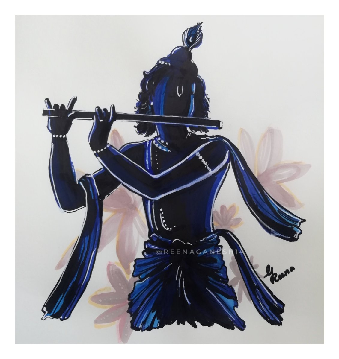 Reenaganesh14's tweet photo. May the divine flute music of Lord Krishna fill your heart with joy and peace on this auspicious day. Happy Krishna Janmashtami 😃 #reenaart #KrishnaJanmashtami https://t.co/bxy26iAM6M