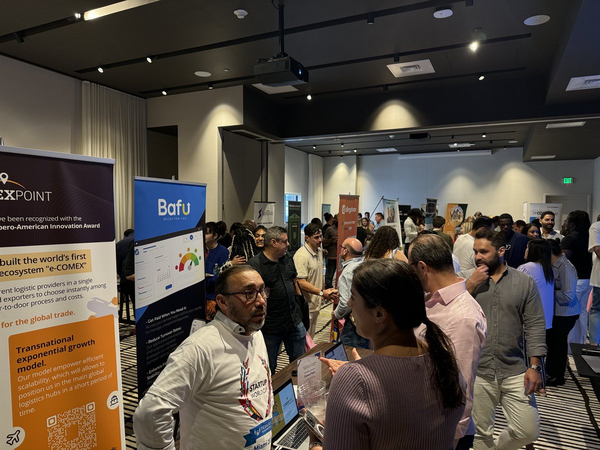 burhansebin's tweet photo. Incredible energy at the #StartupWorldCup Miami final! Huge congratulations to all the startups who showcased groundbreaking innovations. Special thanks to the @thesourcegroups team, @hilmonsorey, and @IamTedLucas for organizing such a fantastic event. Excited to see what the future holds for these startups! 🚀 #MiamiTech #StartupEcosystem