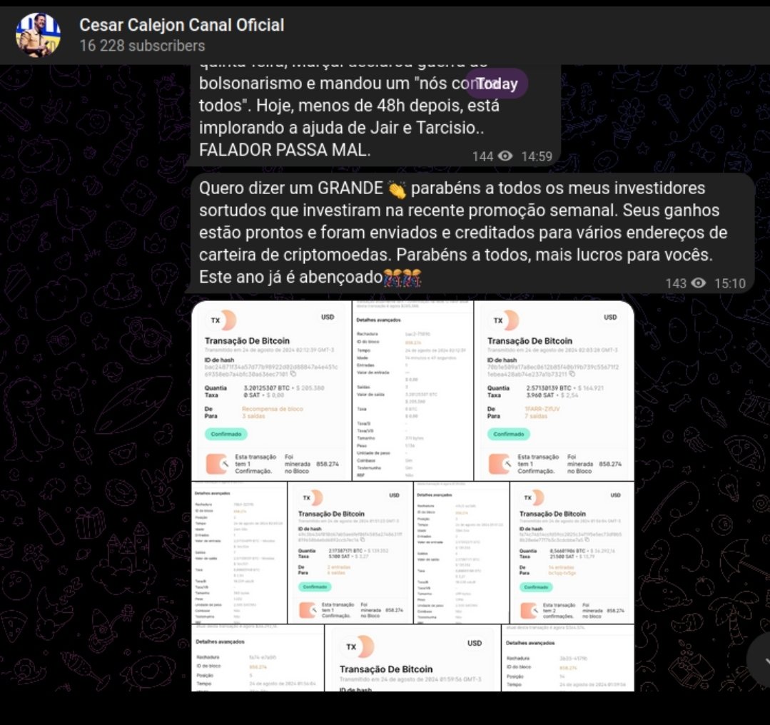 cesarcalejon1's tweet photo. Amigas e amigos do X, bom dia. Golpistas estão usando o meu nome no TELEGRAM. 🚨 EU NÃO TENHO CONTA NO TELEGRAM. Ajudem a divulgar, por favor, pois o canal falso já tem mais de 16 mil inscritos. OBRIGADO. 🙏 https://t.co/K1AAmbMh5i