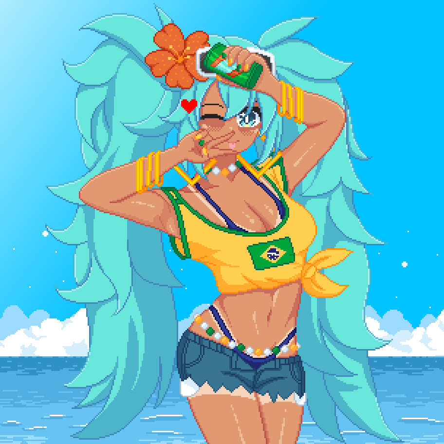 Brazilian Miku 🇧🇷
#ドット絵 #pixelart
