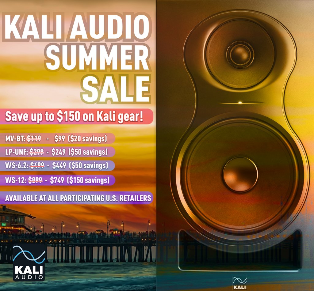 KaliAudio's tweet image. We're #stoked to announce the 2024 Kali Summer Sale! Right now, save on MV-BT, LP-UNF, WS-6.2 and WS-12 V2. Hit up your favorite US Kali dealer and take your studio to the next level! 

[Available NOW from US retailers through the end of September 2024]

#makewaves  #kaliaudio