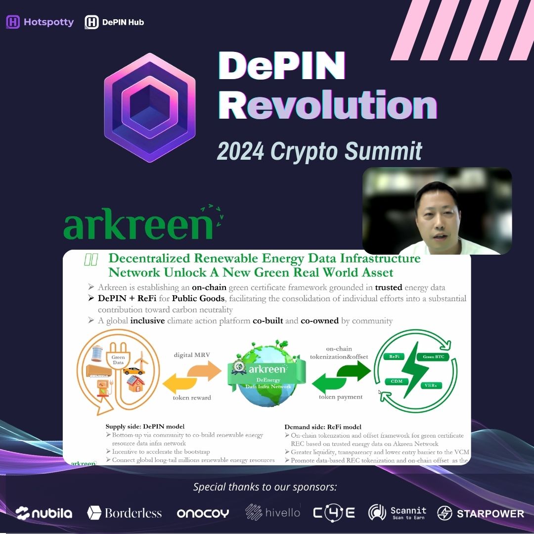 hotspotty's tweet image. What happens when you combine ReFI and DePIN? 🤔

The answer:
You get something amazing! @arkreen_network is decentralising renewable energy data. By this, they aim to unlock NEW and GREEN Real-World-Assets! 
 
What a talk by @linyao01 Founder of Arkreen!